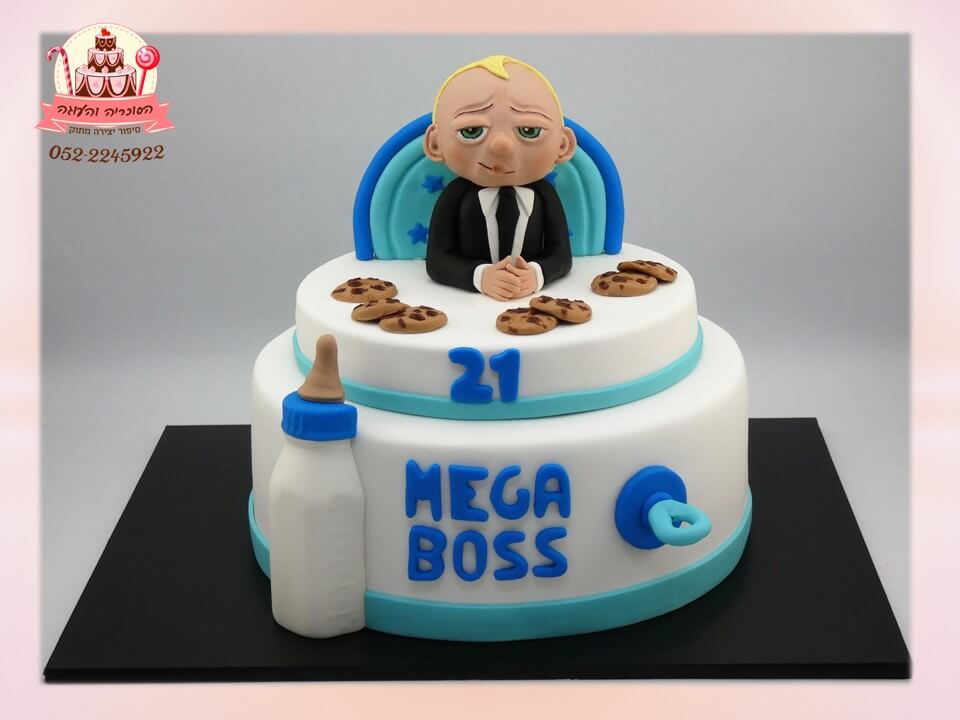 עוגת יום הולדת 21 מעוצבת בייבי בוס baby boss